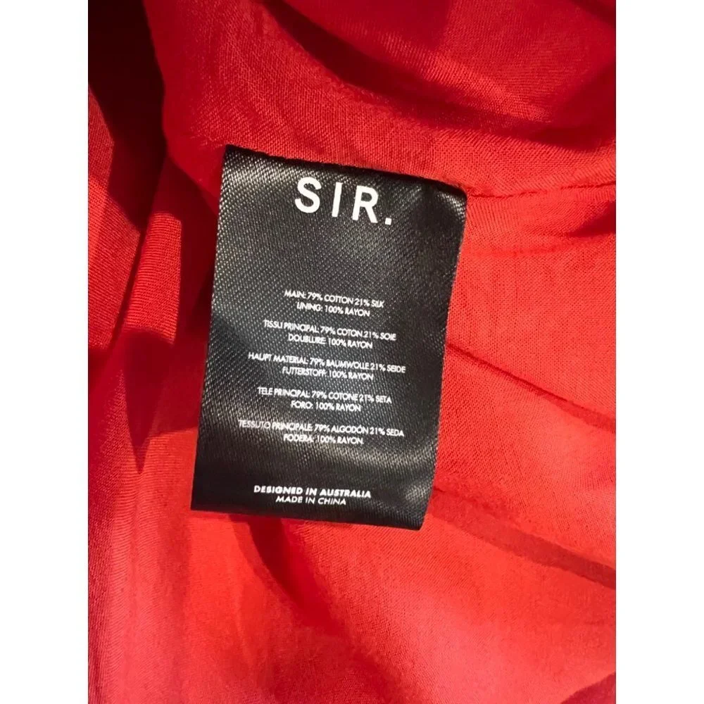SIR. Lucelia Puff-Sleeve red backless Minidress Size 3/ L - Picture 8 of 9